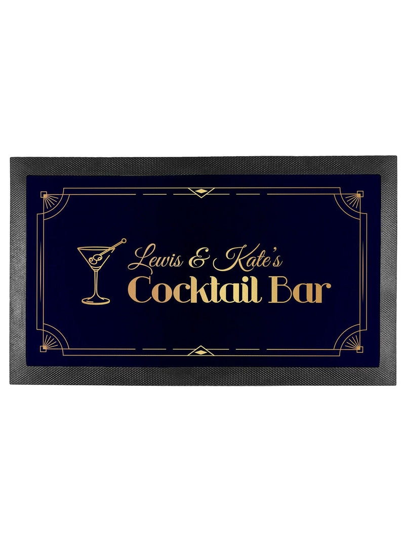 Treat Republic black cocktail bar mat with golden design (British brand)