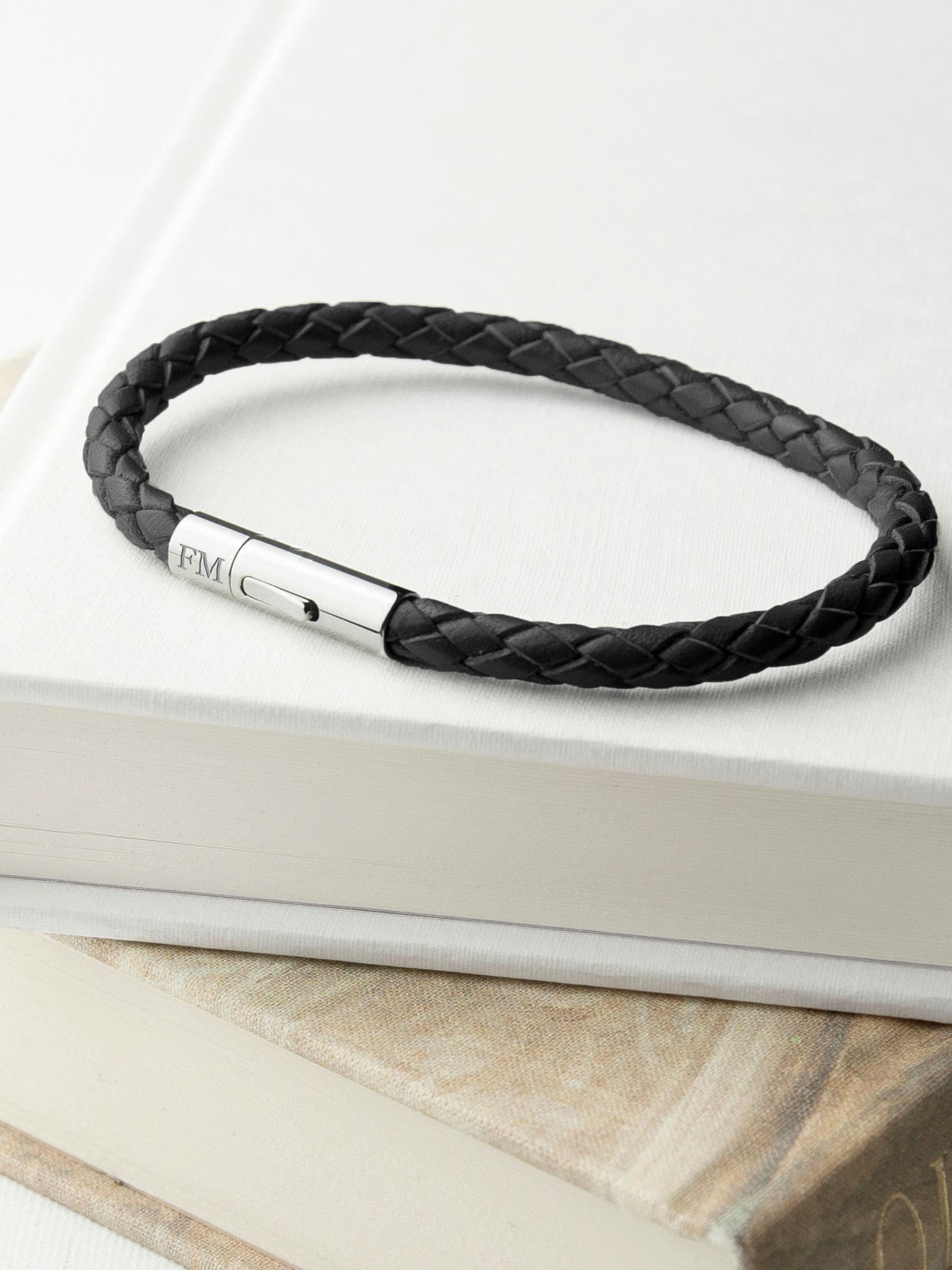 Treat Republic personalised leather black bracelet (British brand)