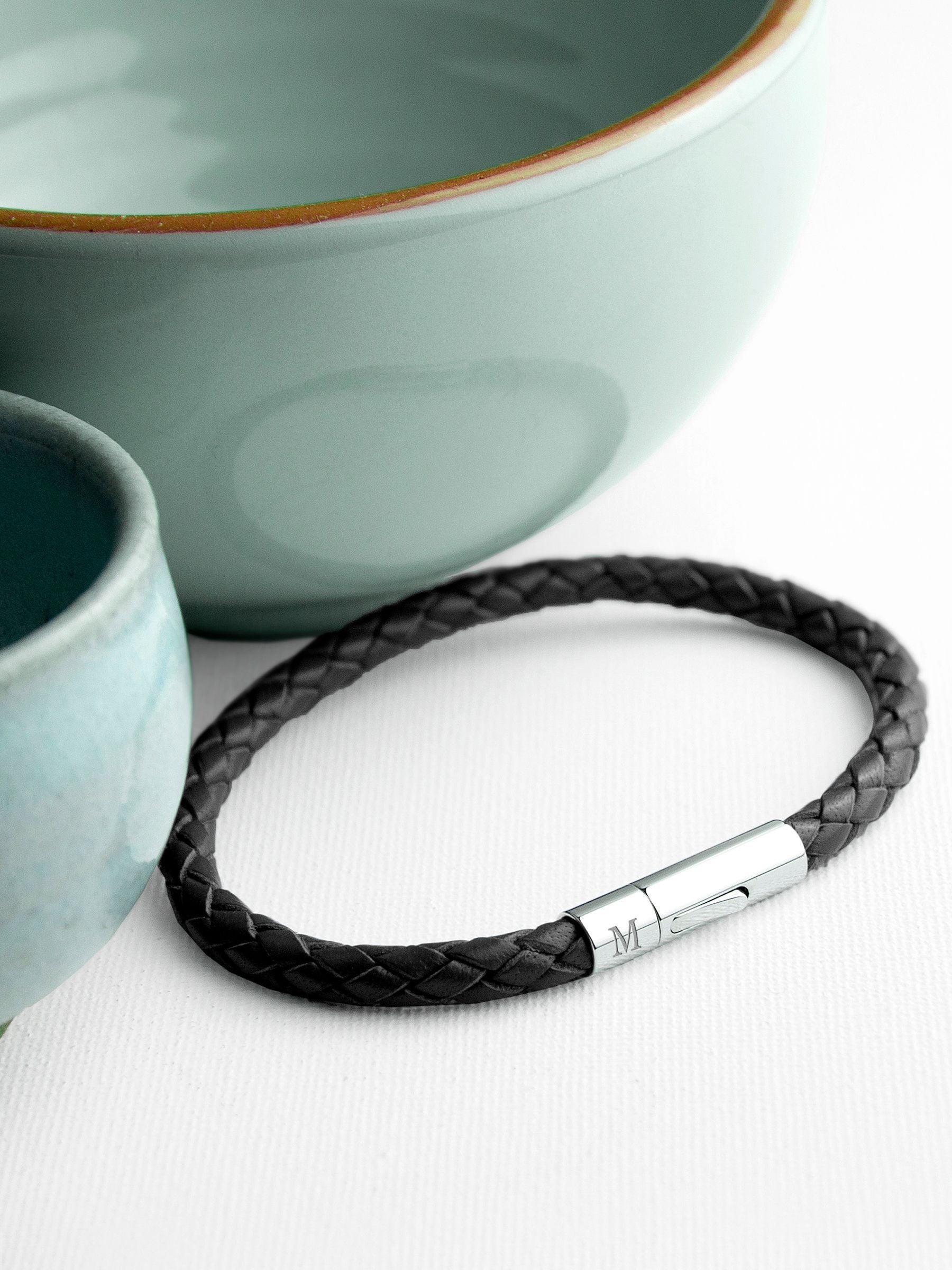 Treat Republic personalised leather black bracelet (British brand)