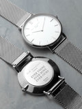 Elie Beaumont silver tone personalised metallic mesh watch - British product