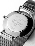 Elie Beaumont silver tone personalised metallic mesh watch - British product