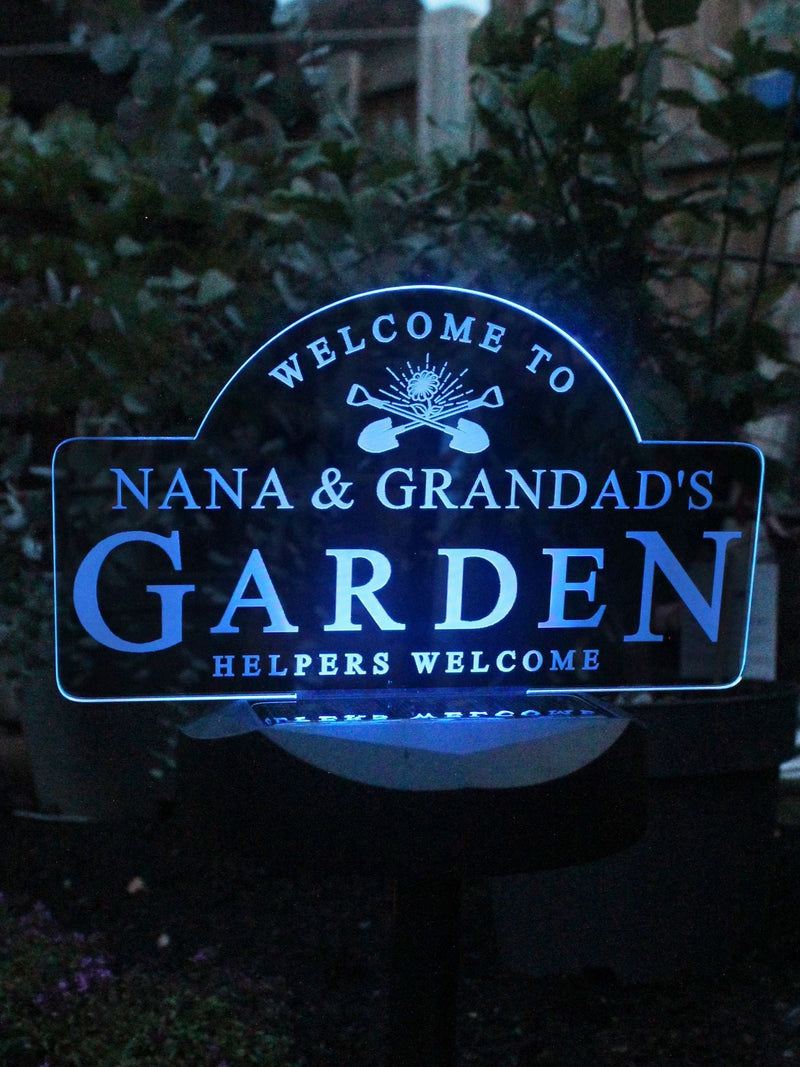 PMC personalised solar garden light with custom message, imported from the UK