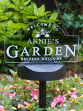PMC personalised solar garden light with custom message, imported from the UK