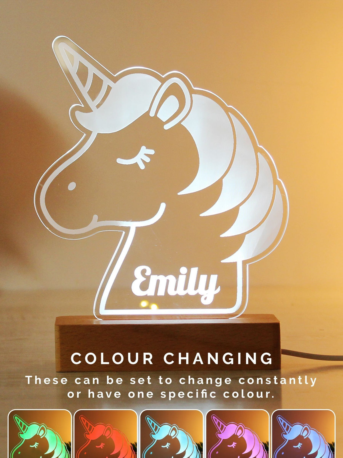 PMC personalised unicorn LED light 16cm (British brand)