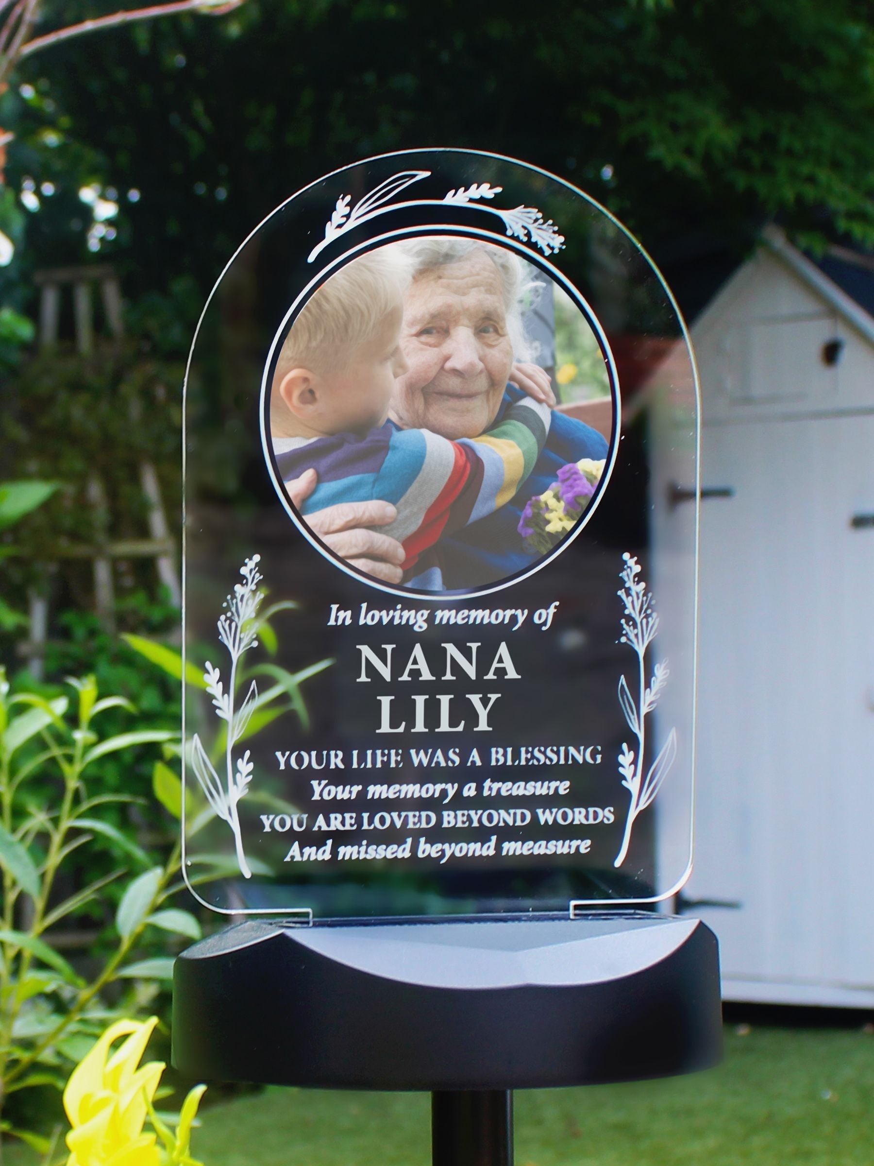 PMC personalised memorial solar light, UK version