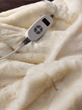Ivory Heated Plush Faux Fur Throw