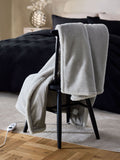 Grey plush electric heated faux fur throw, imported from the UK
