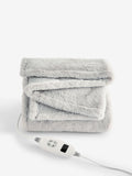 Grey plush electric heated faux fur throw, imported from the UK
