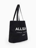 AllSaints Black Future tote bag with Underground graphic, UK version
