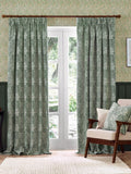 Morris & Co leaf green jacquard pencil pleat curtains 117x137cm, imported from the UK