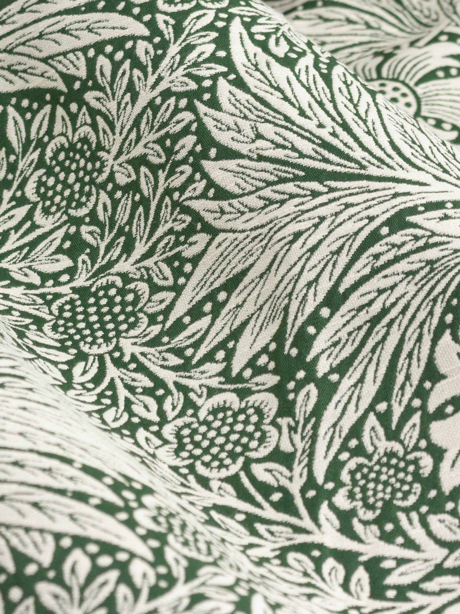 Morris & Co leaf green jacquard pencil pleat curtains 117x137cm, imported from the UK