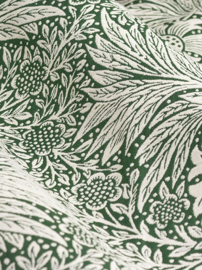 Morris & Co leaf green jacquard pencil pleat curtains 117x137cm, imported from the UK