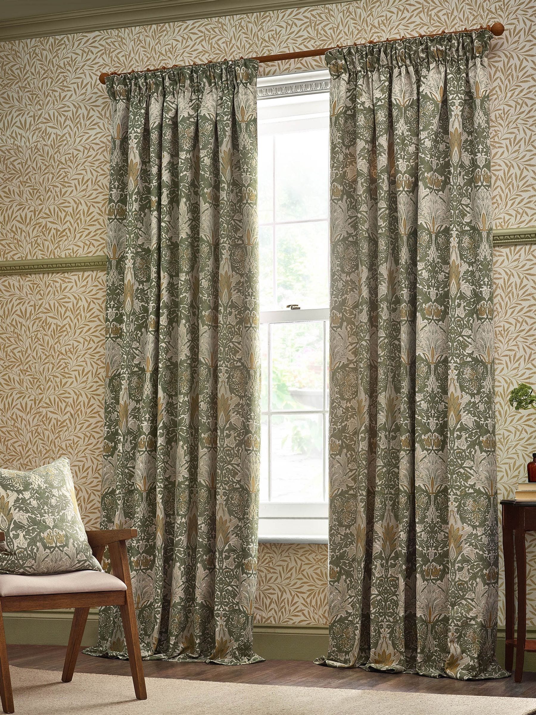 Morris & Co Snakeshead jacquard chenille curtains - British product