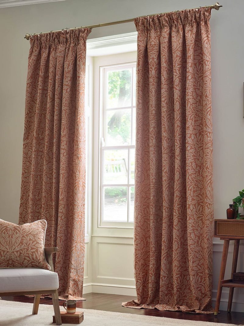 Morris & Co Acorn jacquard curtains brick tonal 117x137cm, imported from the UK