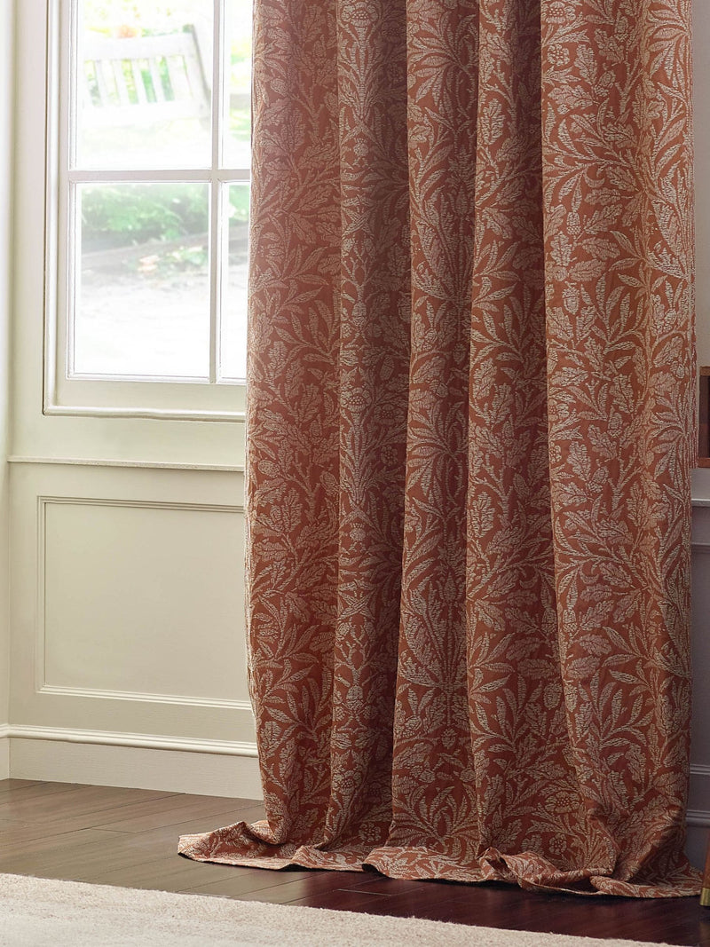 Morris & Co Acorn jacquard curtains brick tonal 117x137cm, imported from the UK