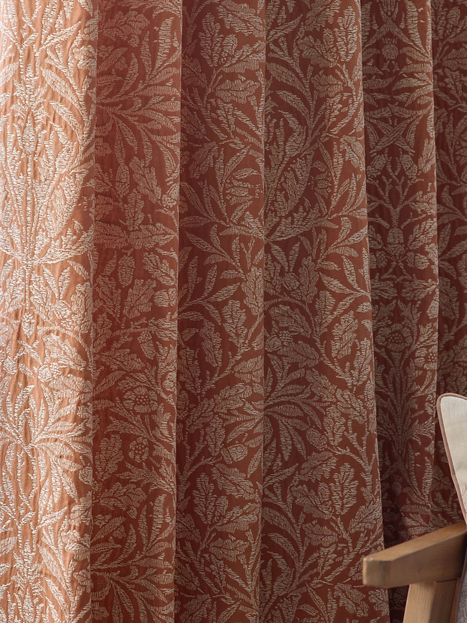 Morris & Co Acorn jacquard curtains brick tonal 117x137cm, imported from the UK