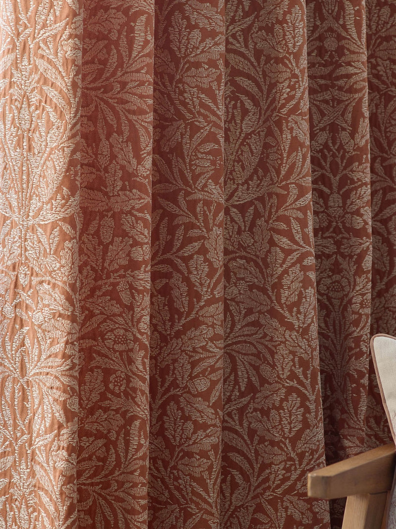 Morris & Co Acorn jacquard curtains brick tonal 117x137cm, imported from the UK