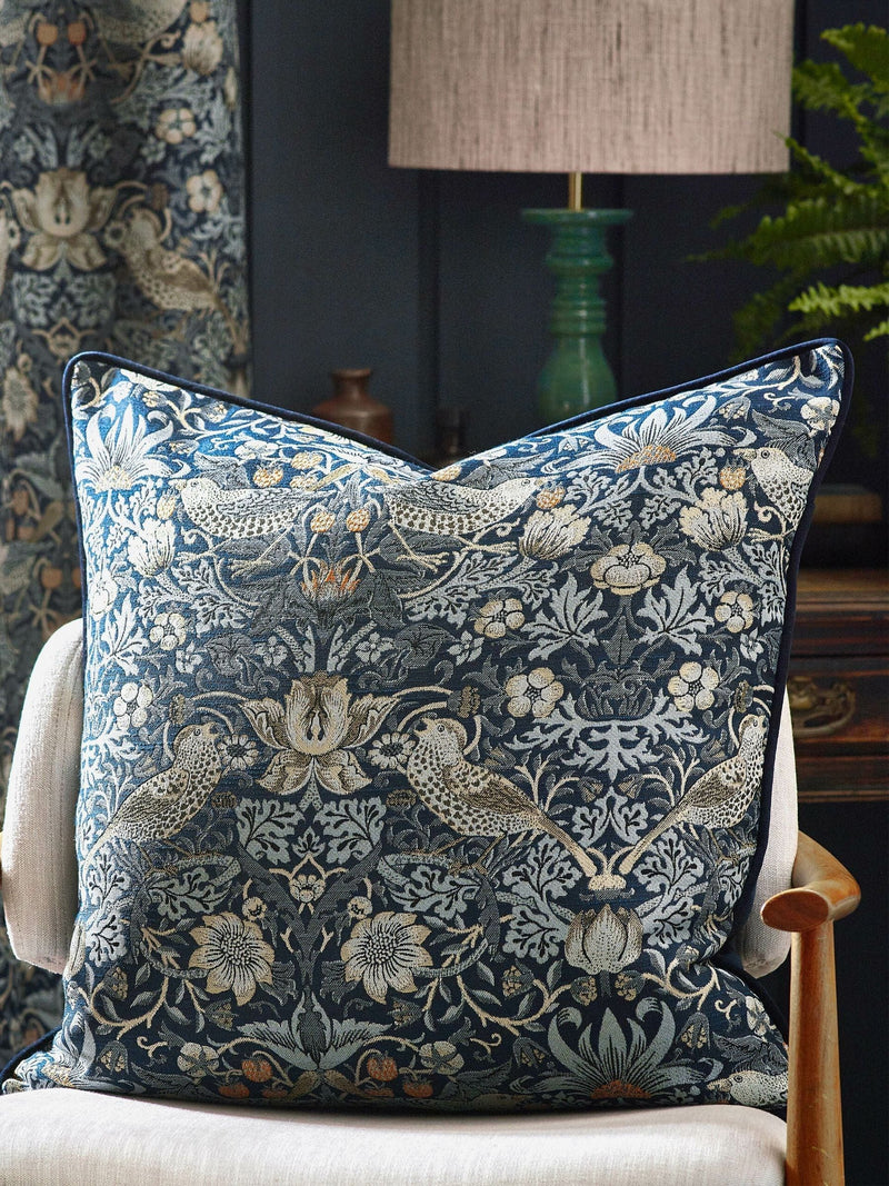 Morris & Co Strawberry Thief jacquard cushion 55cm, UK version