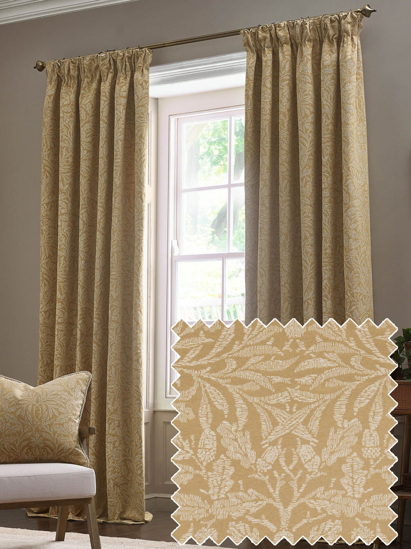 Morris & Co Saffron Acorn jacquard curtains 117x137cm - British product