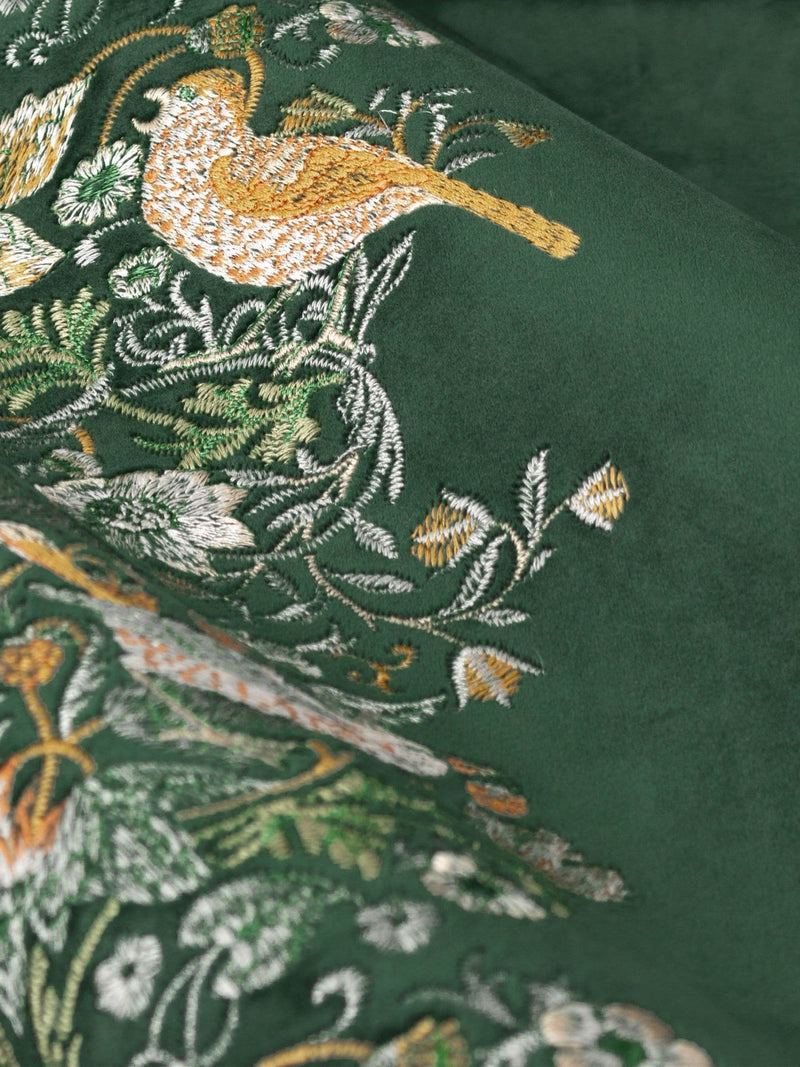 Morris & Co Green Strawberry Thief embroidered curtains (British brand)