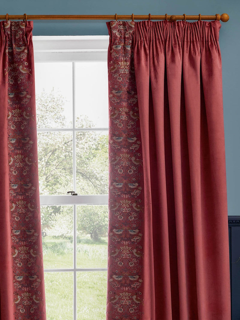 Morris & Co Strawberry Thief embroidered curtains 117x137cm, imported from the UK