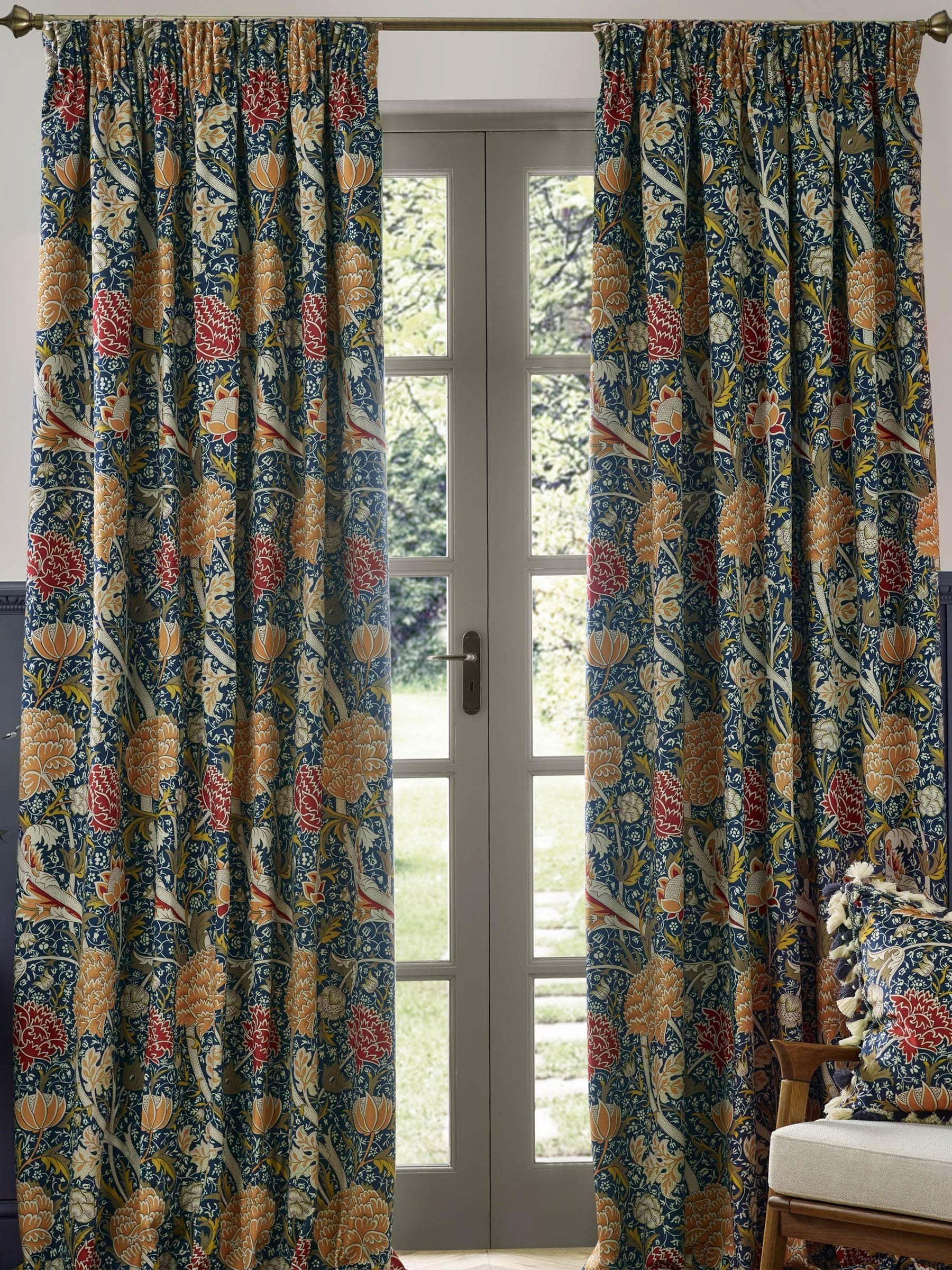 Morris & Co Indigo Berry Cray curtains 117cm (British brand)