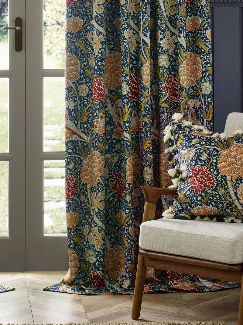 Morris & Co Indigo Berry Cray curtains 117cm (British brand)