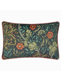 Morris & Co indigo seaweed velvet piped cushion, imported from the UK