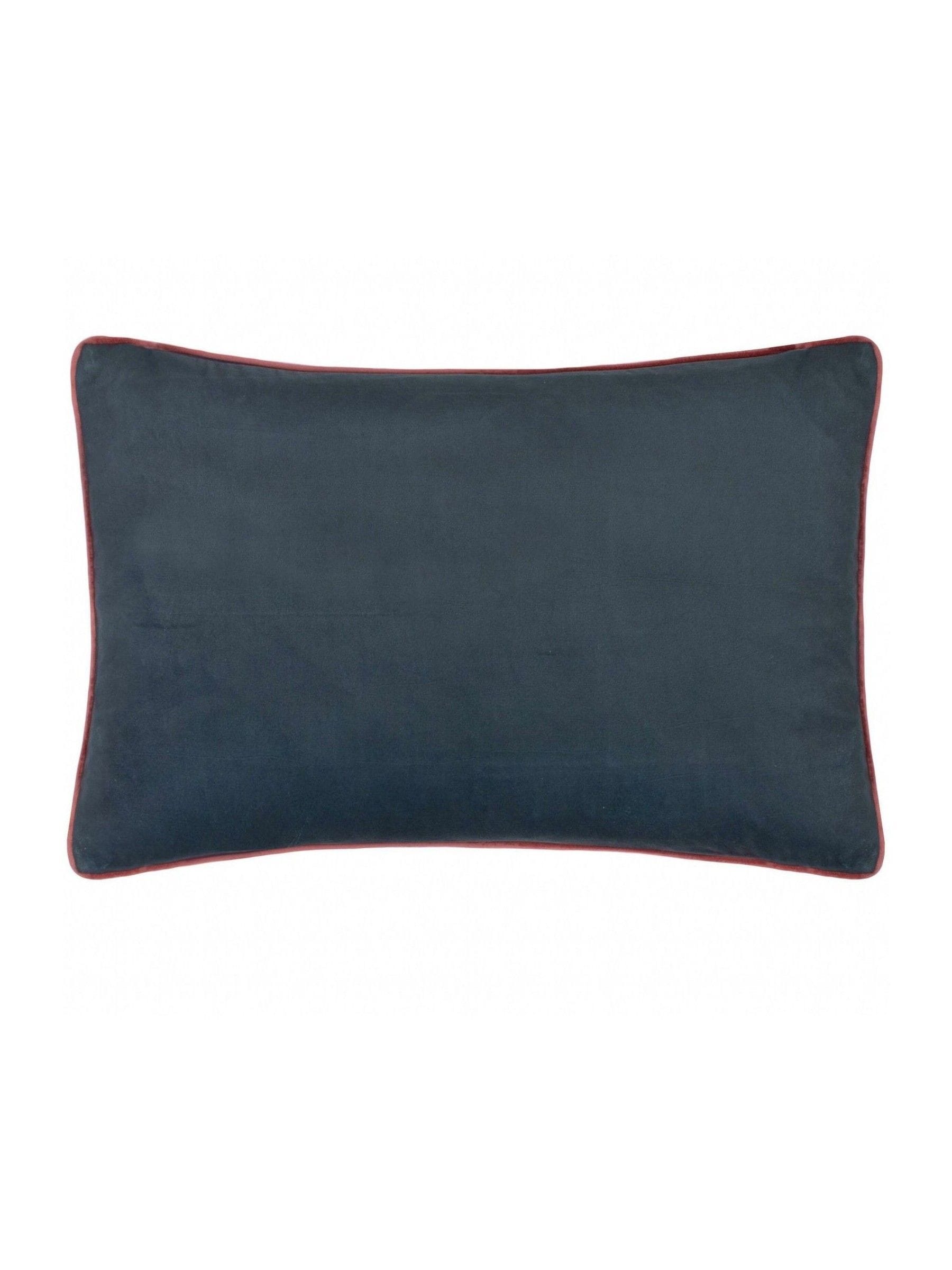 Morris & Co indigo seaweed velvet piped cushion, imported from the UK