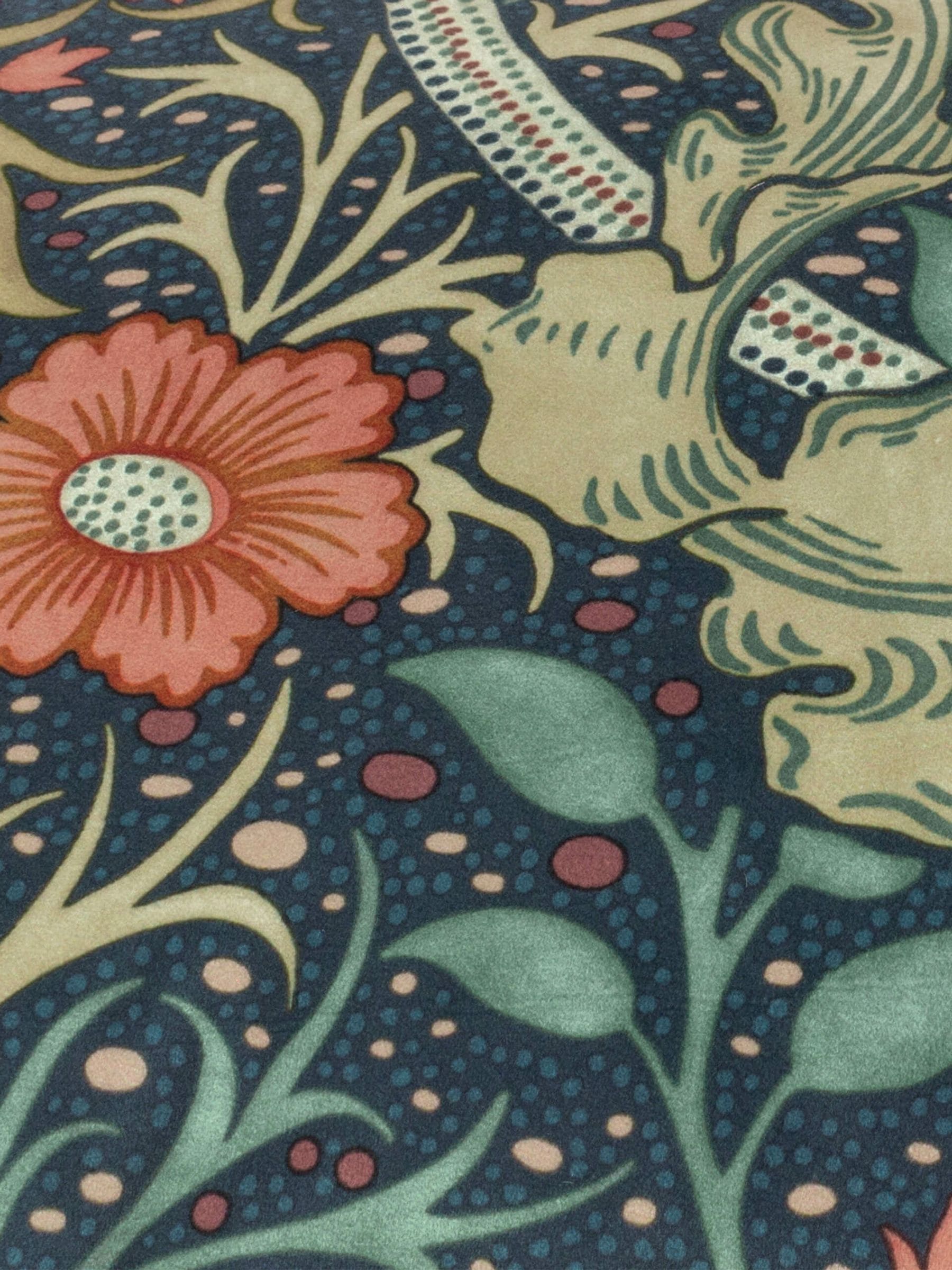Morris & Co indigo seaweed velvet piped cushion, imported from the UK