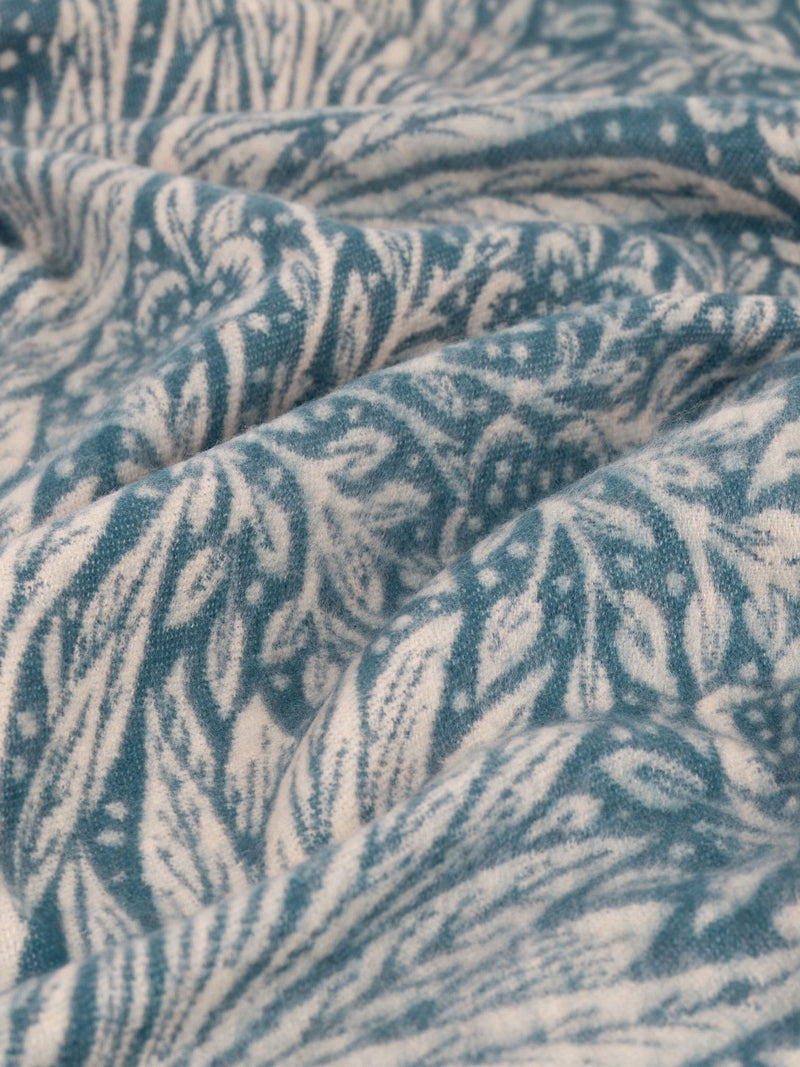 Morris & Co Indigo Marigold jacquard throw, imported from the UK