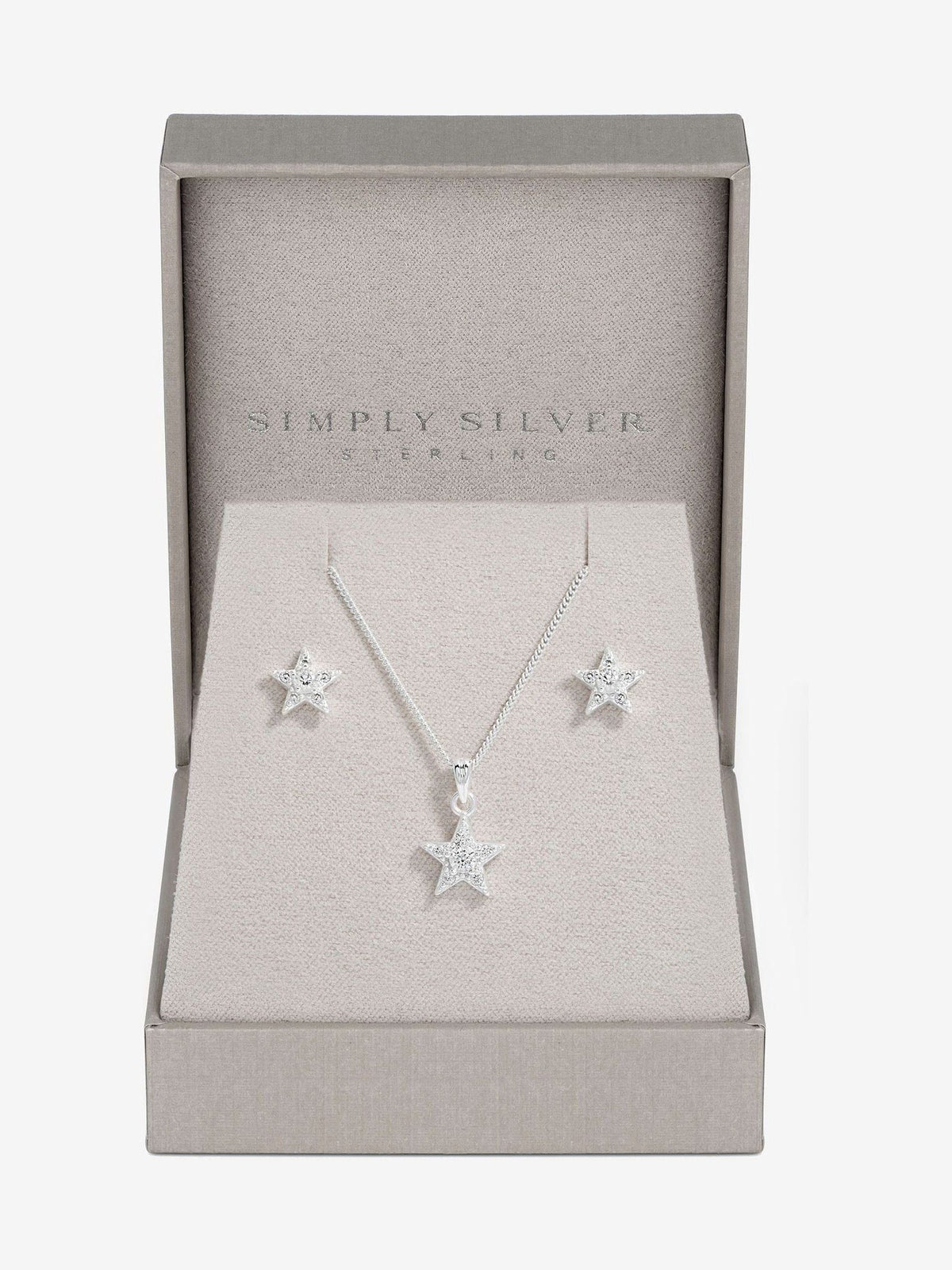 Sterling Silver-tone 925 Cubic Zirconia Celestial Jewelry Set with Gift Box