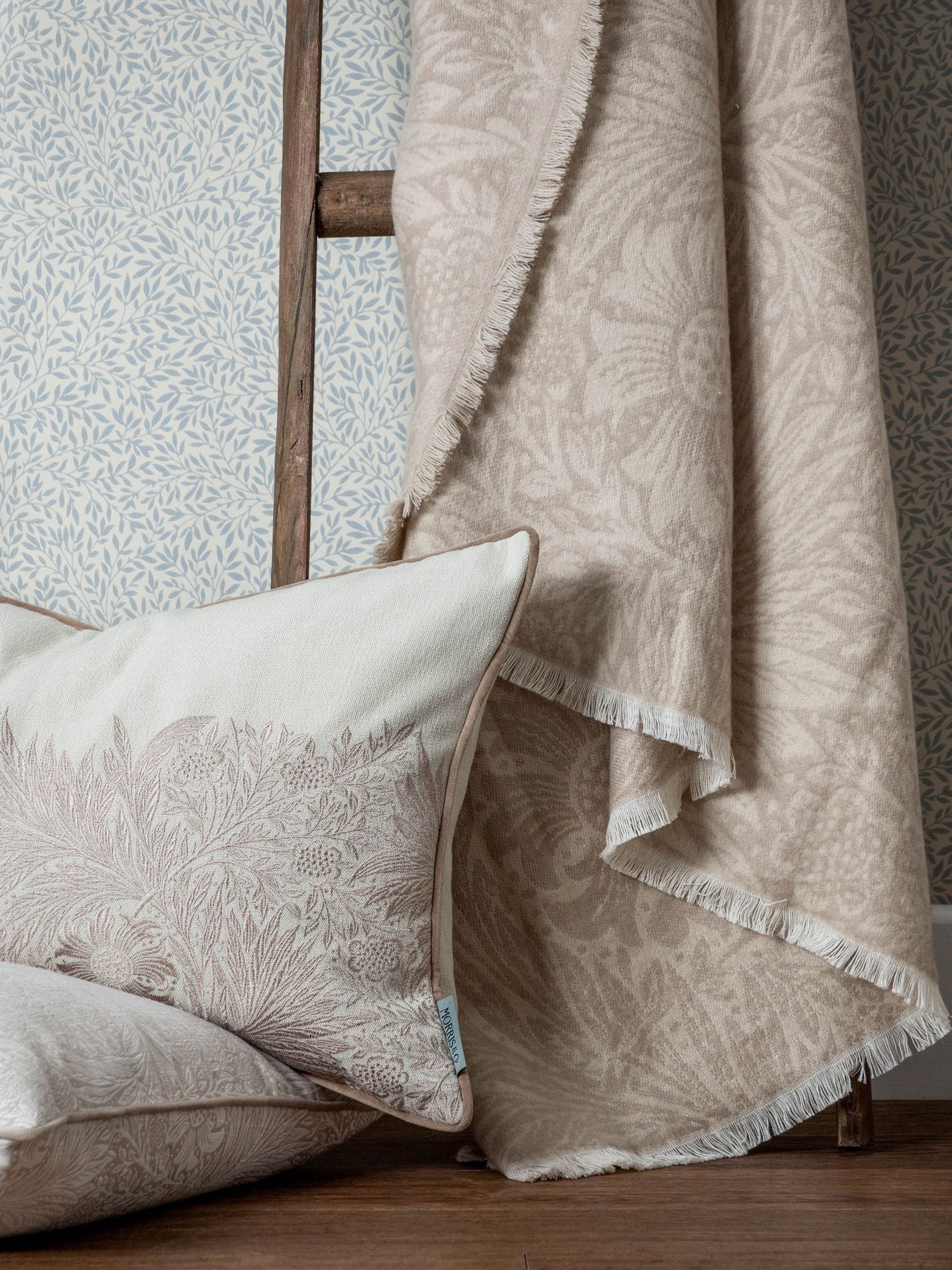 Morris & Co. marigold jacquard throw stone (British brand)