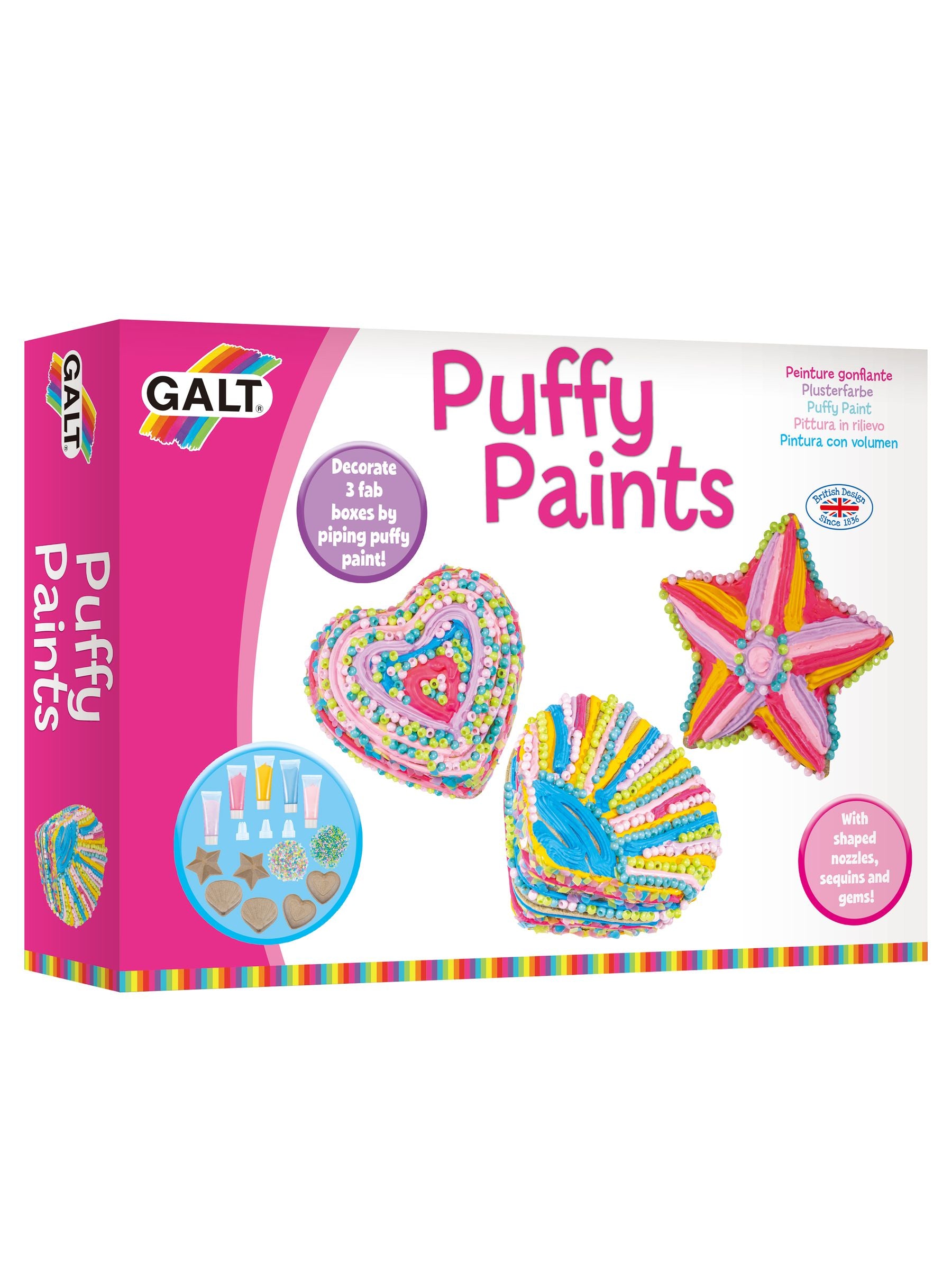 Galt Puffy Paints craft set with beads and nozzles (British brand)