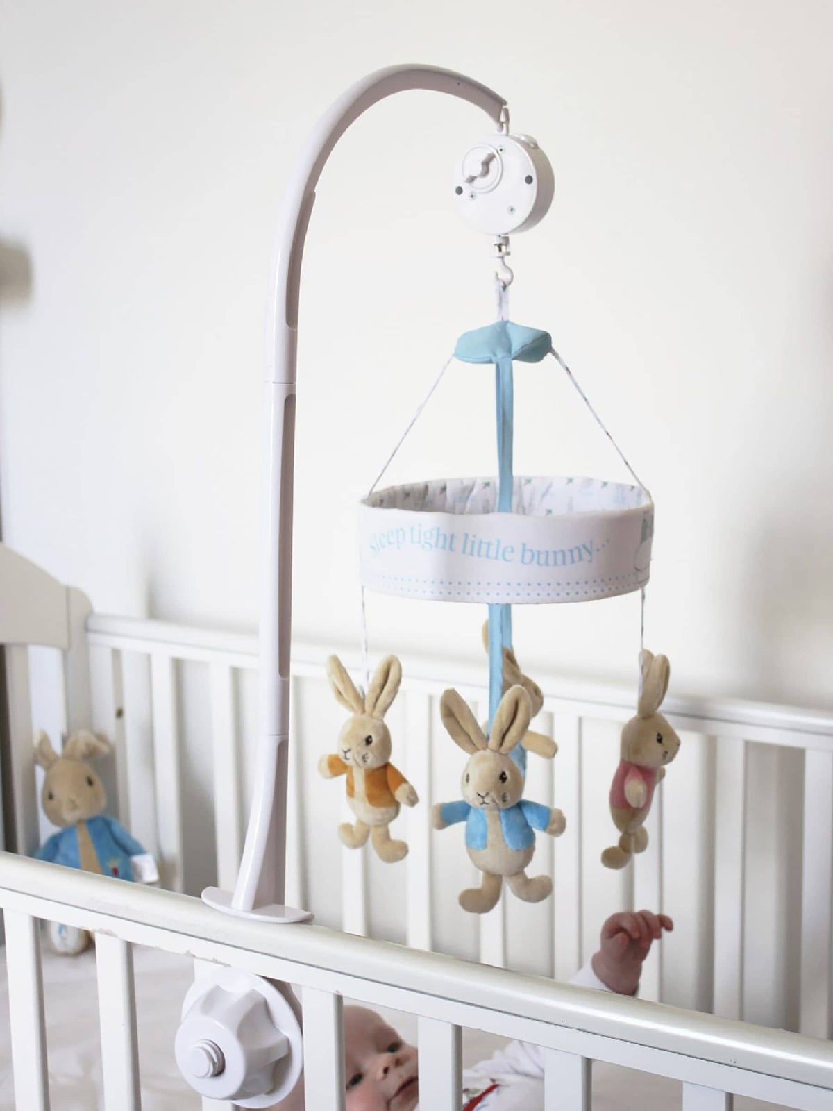 Peter Rabbit cot musical mobile with Beatrix Potter characters (British brand)