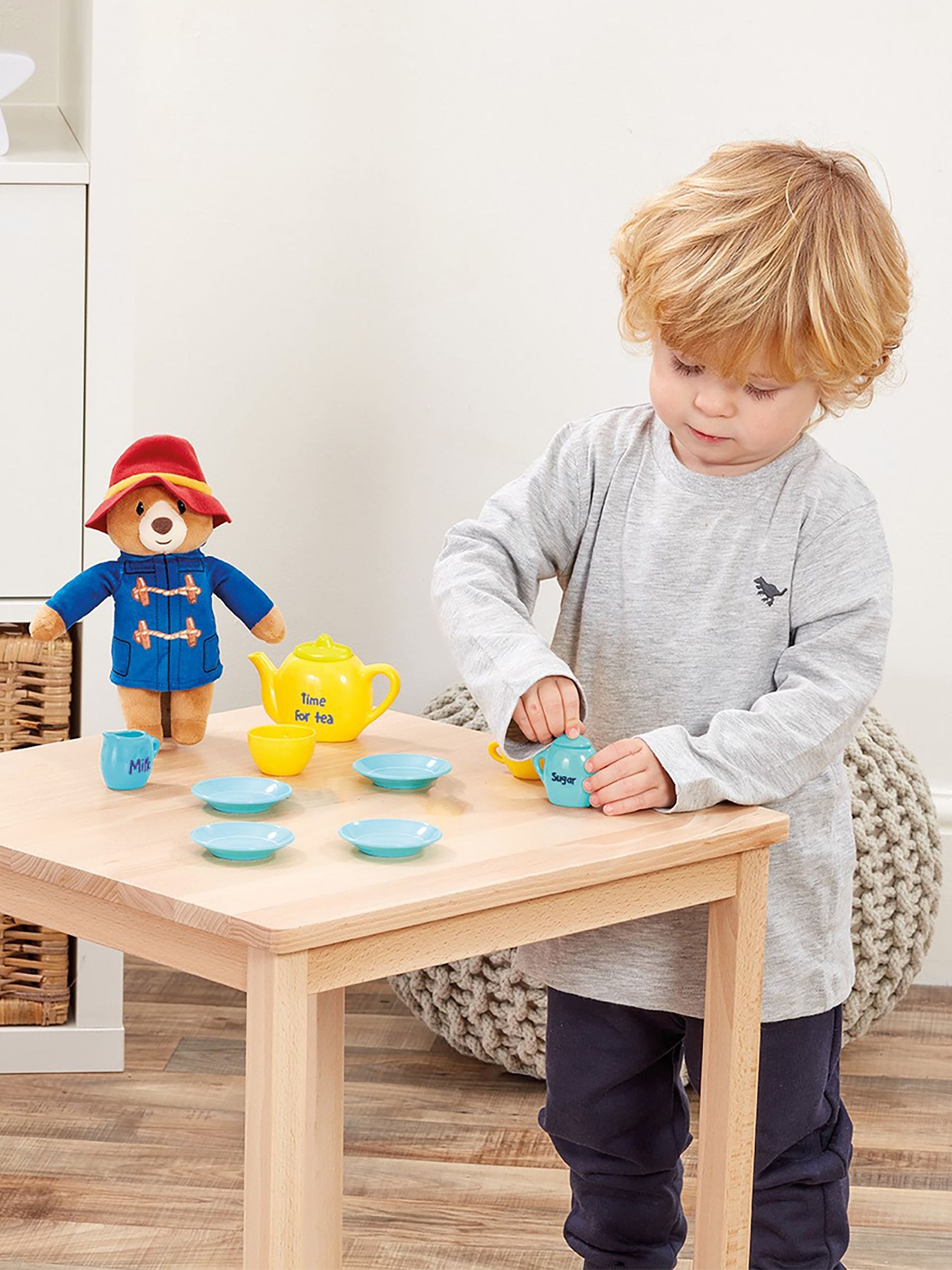 Paddington Bear tea set with soft toy (British brand)