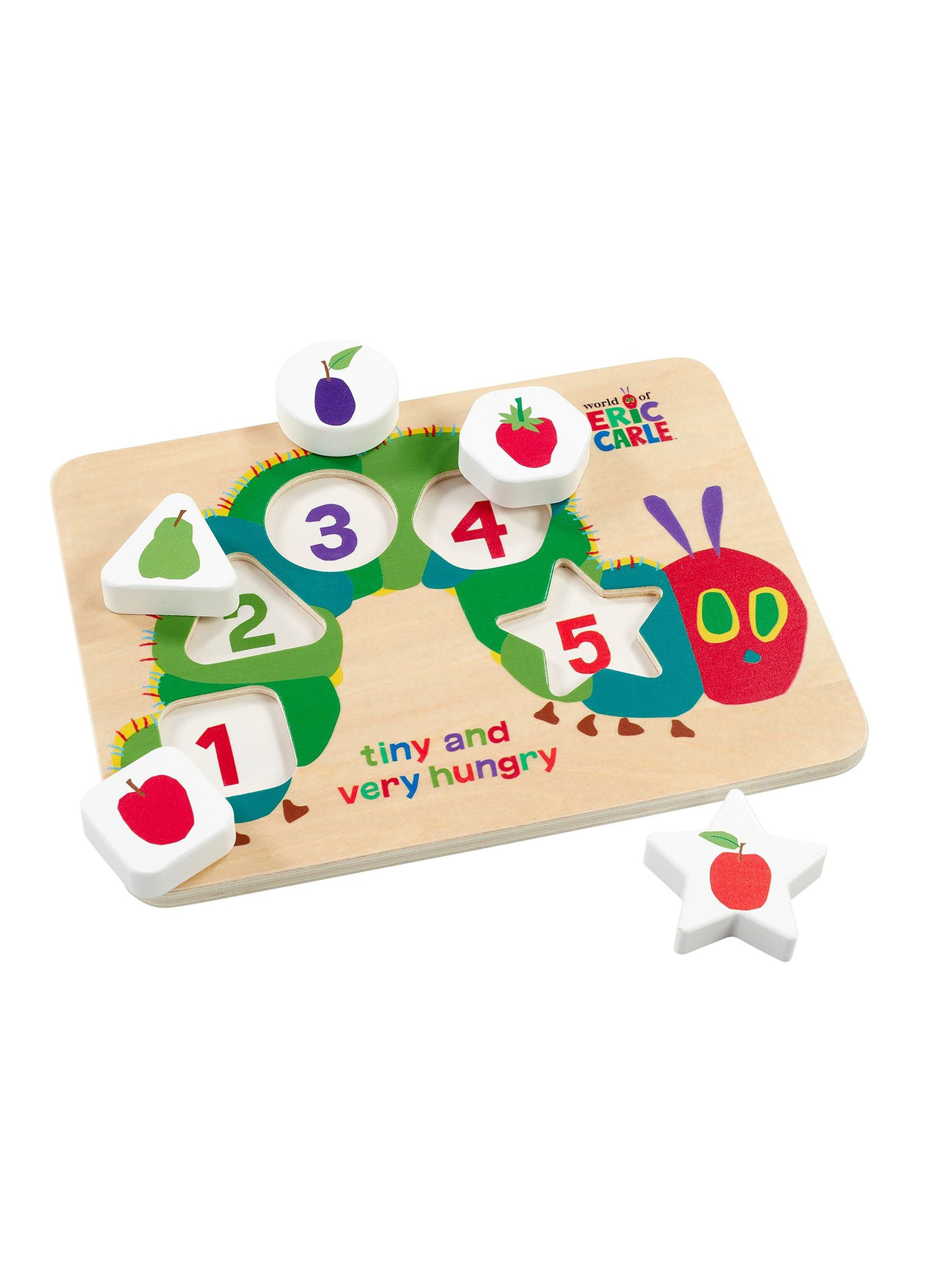 Rainbow Designs Very Hungry Caterpillar tiny wooden shape puzzle - British product