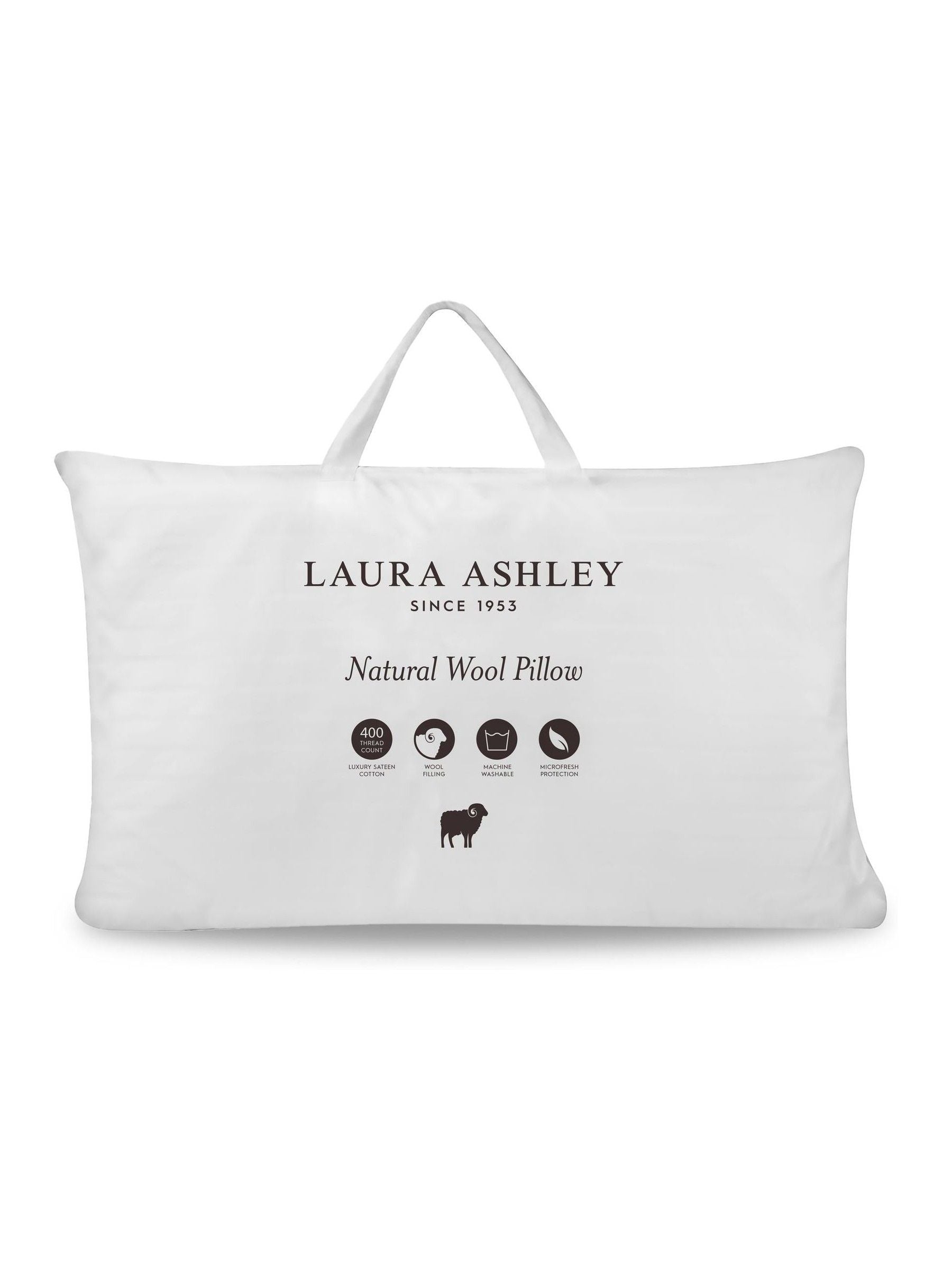 Laura Ashley White Natural Wool Pillow, UK version