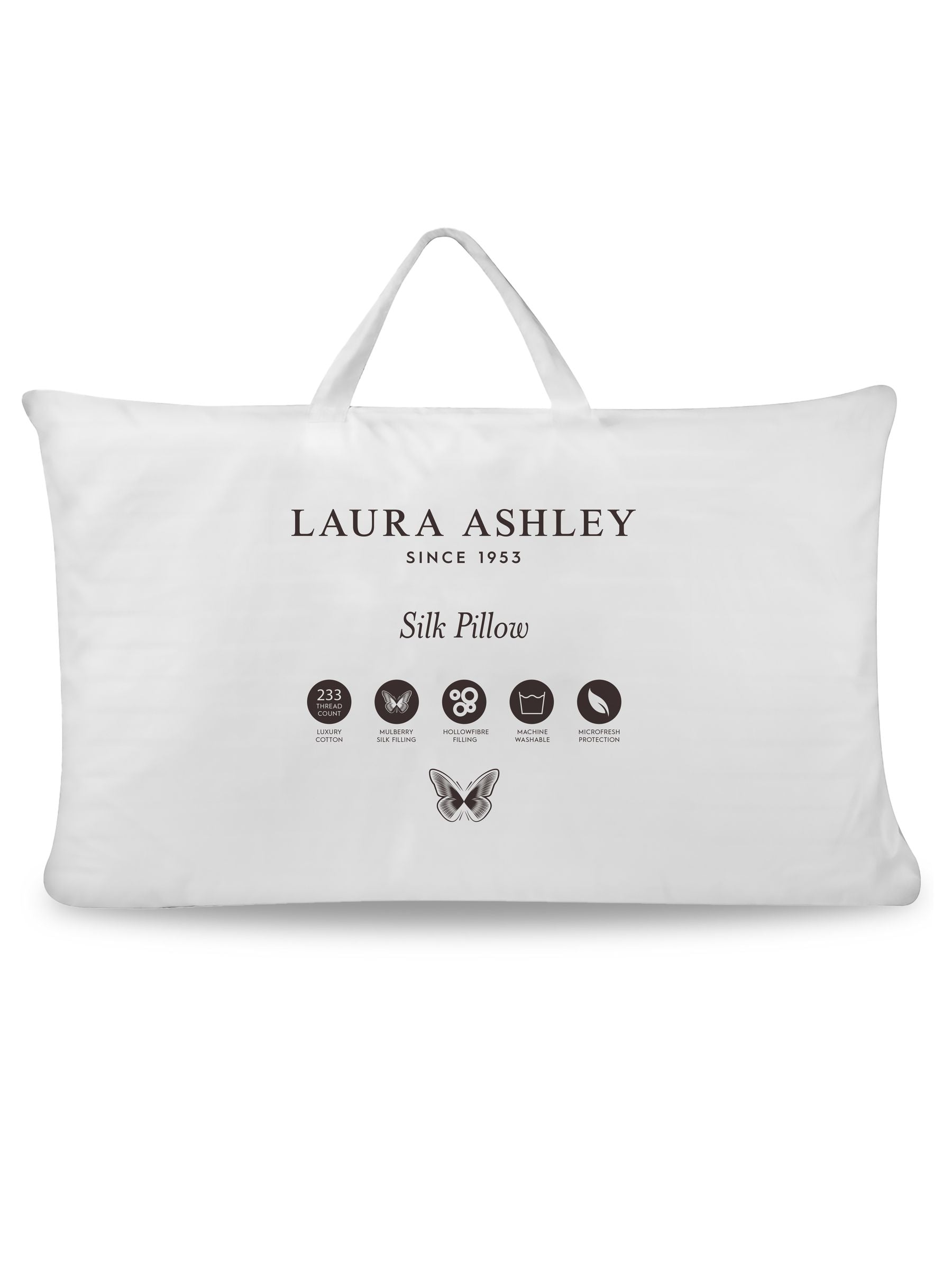 Laura Ashley white mulberry silk pillow, UK version