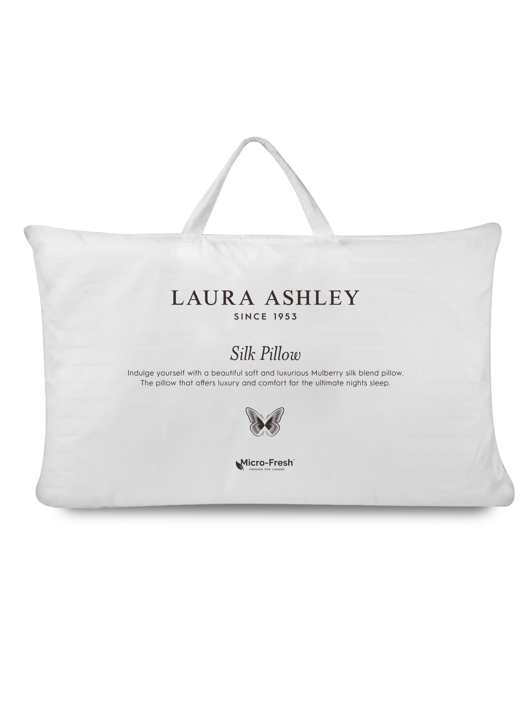 Laura Ashley white mulberry silk pillow, UK version