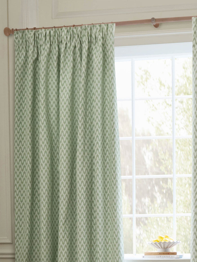 Sanderson Sage Hutton woven jacquard pencil pleat curtain, imported from the UK