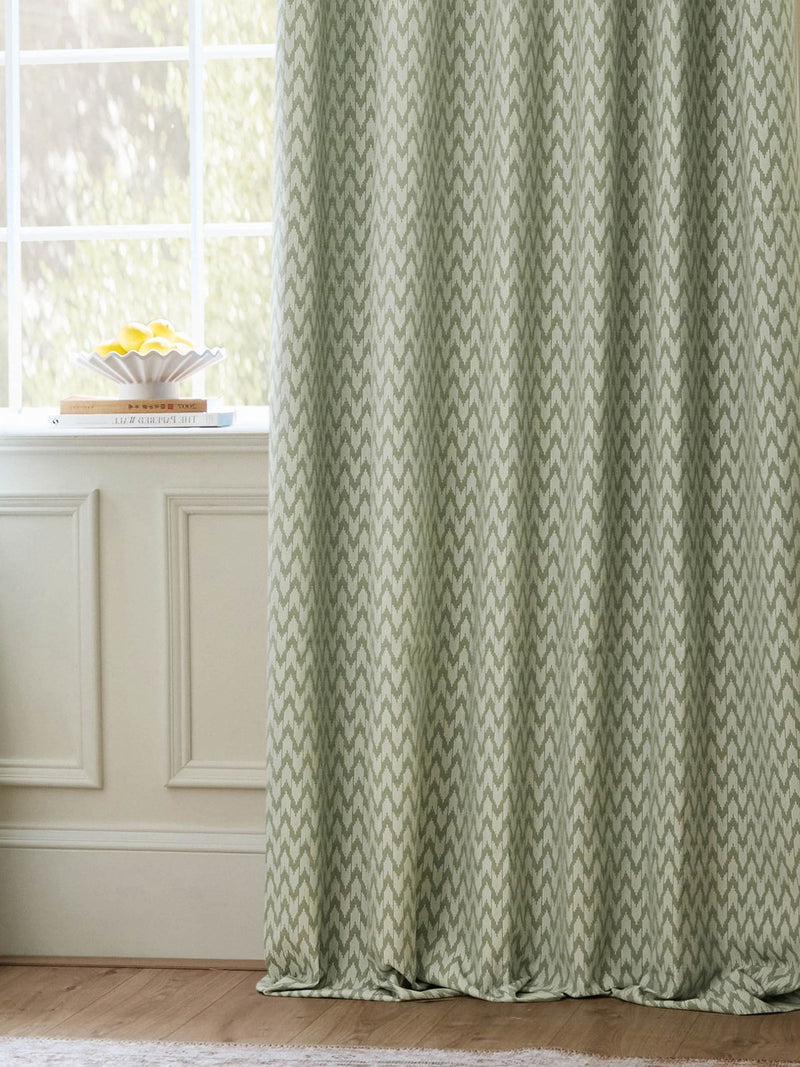 Sanderson Sage Hutton woven jacquard pencil pleat curtain, imported from the UK