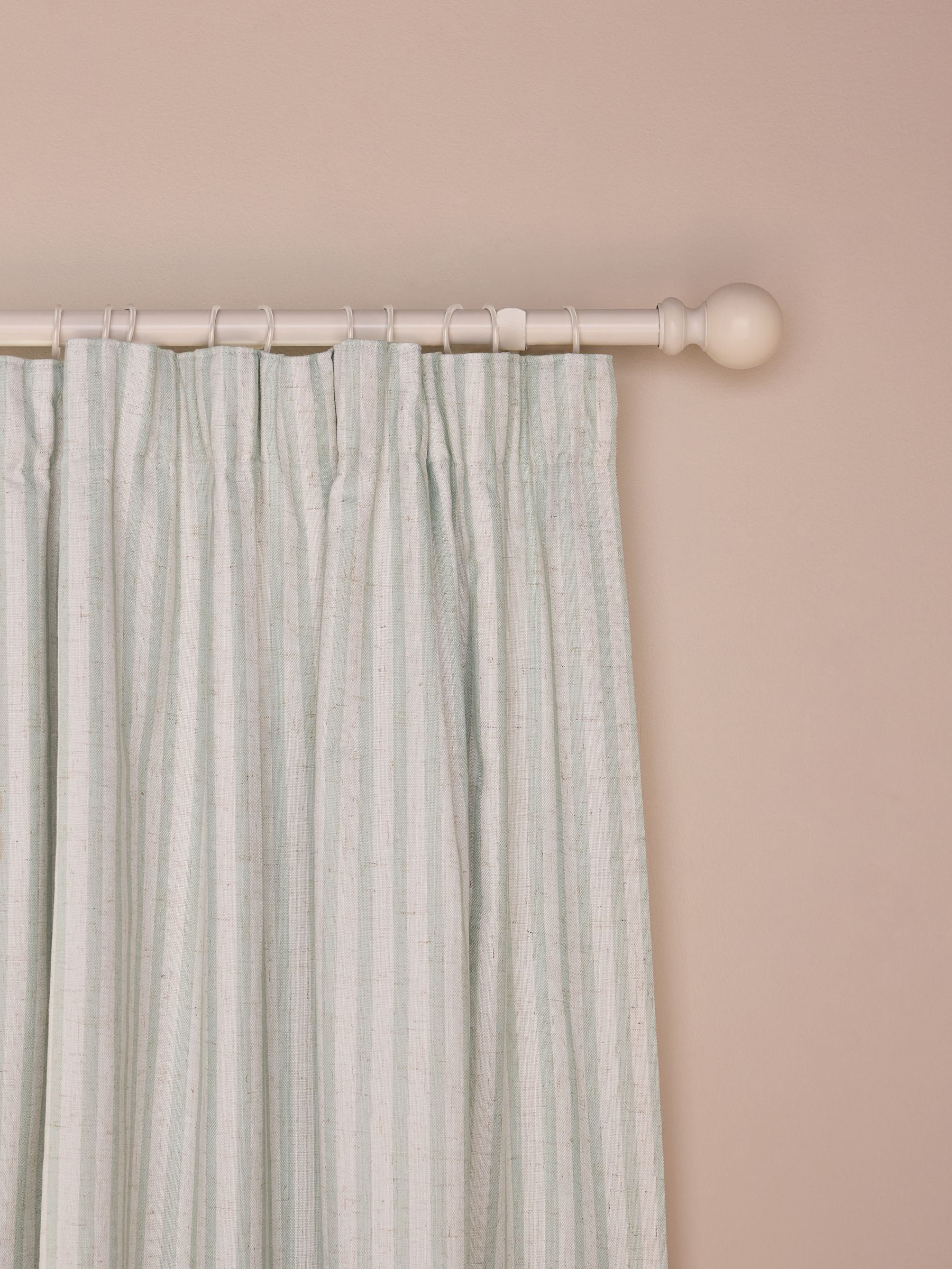 Blackout curtains sage stripe pencil pleat, imported from the UK
