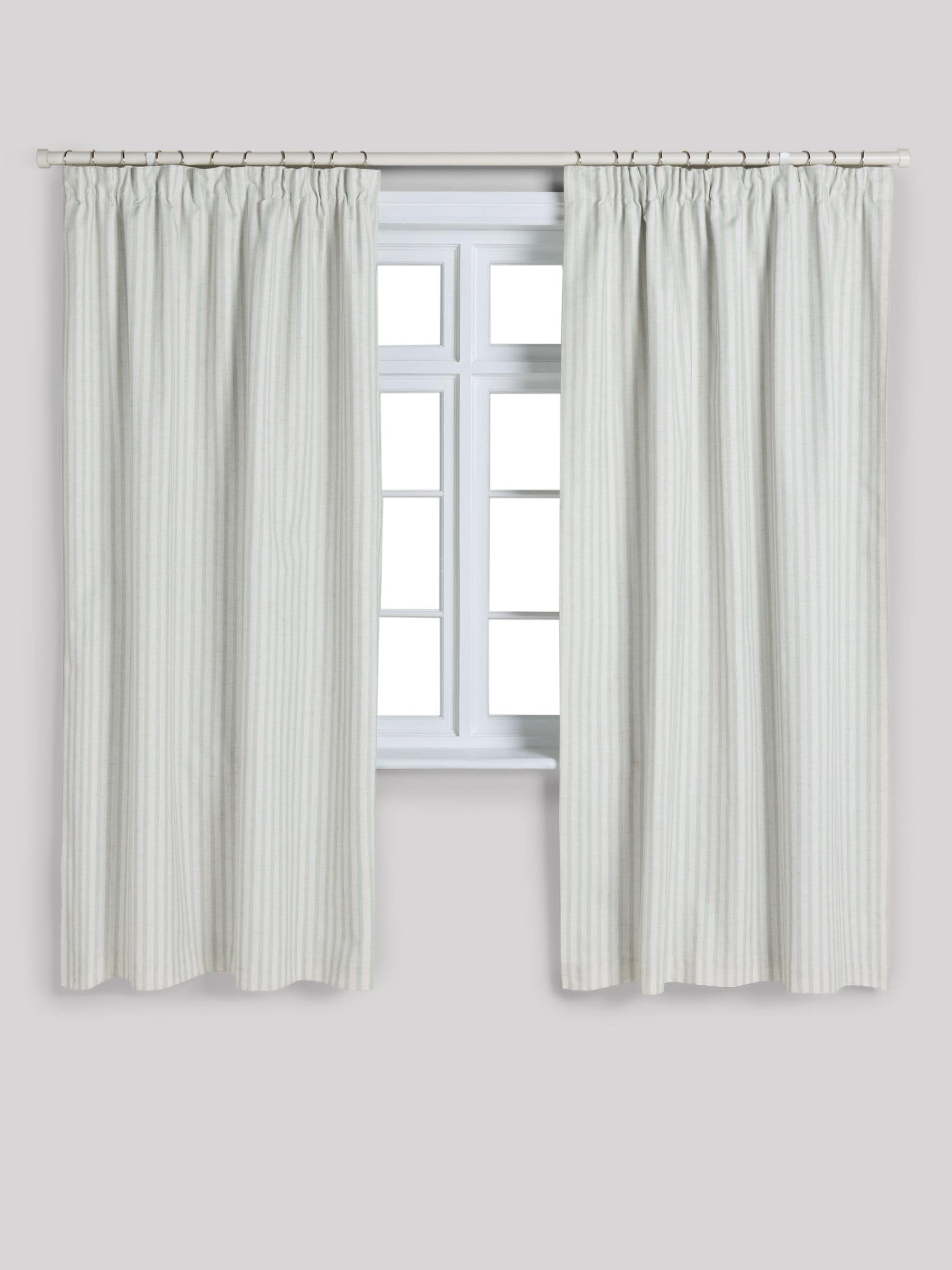 Blackout curtains sage stripe pencil pleat, imported from the UK
