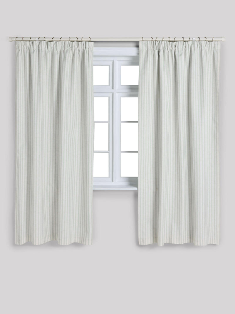 Blackout curtains sage stripe pencil pleat, imported from the UK