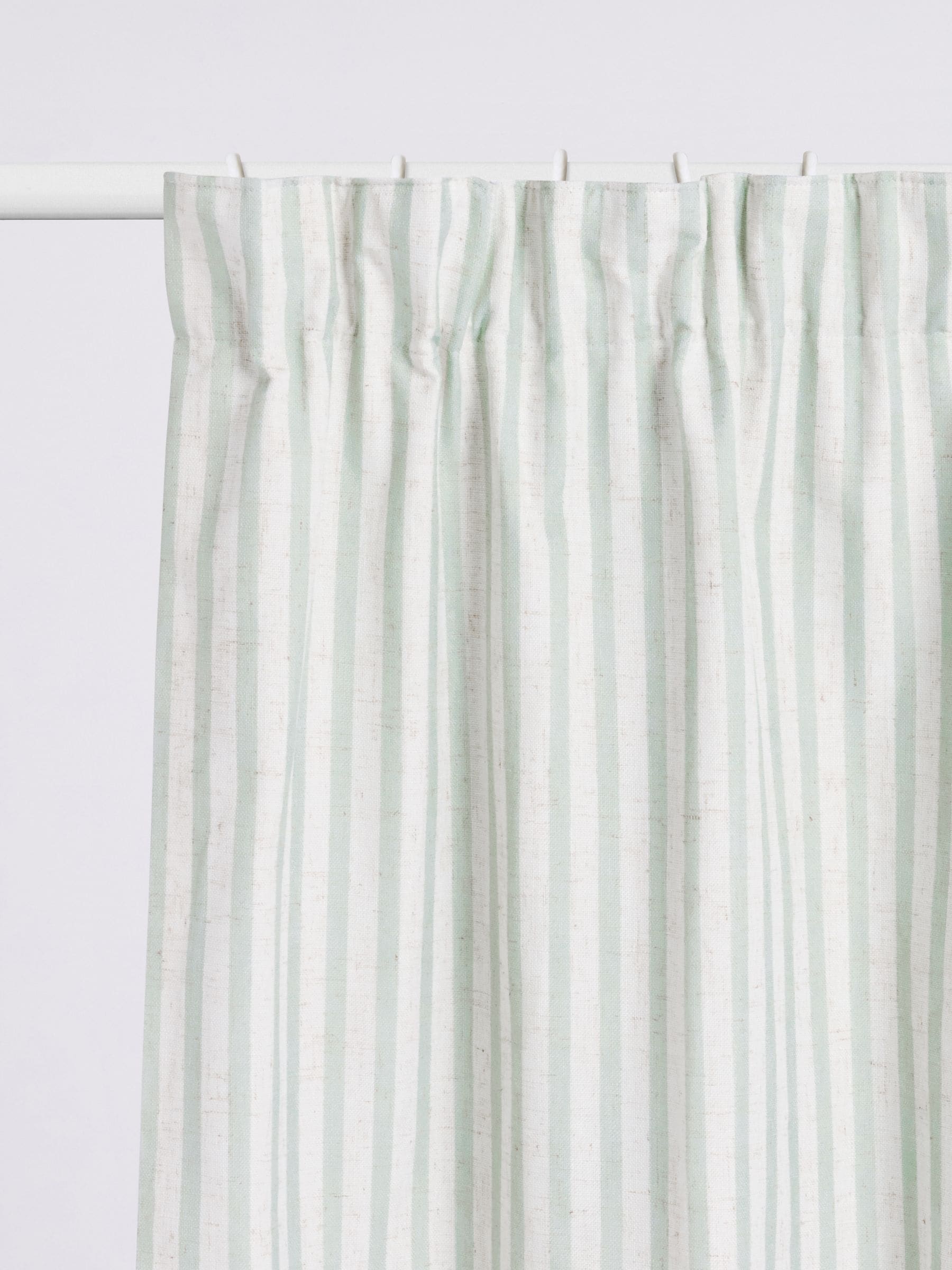 Blackout curtains sage stripe pencil pleat, imported from the UK