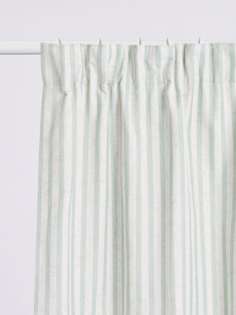 Blackout curtains sage stripe pencil pleat, imported from the UK