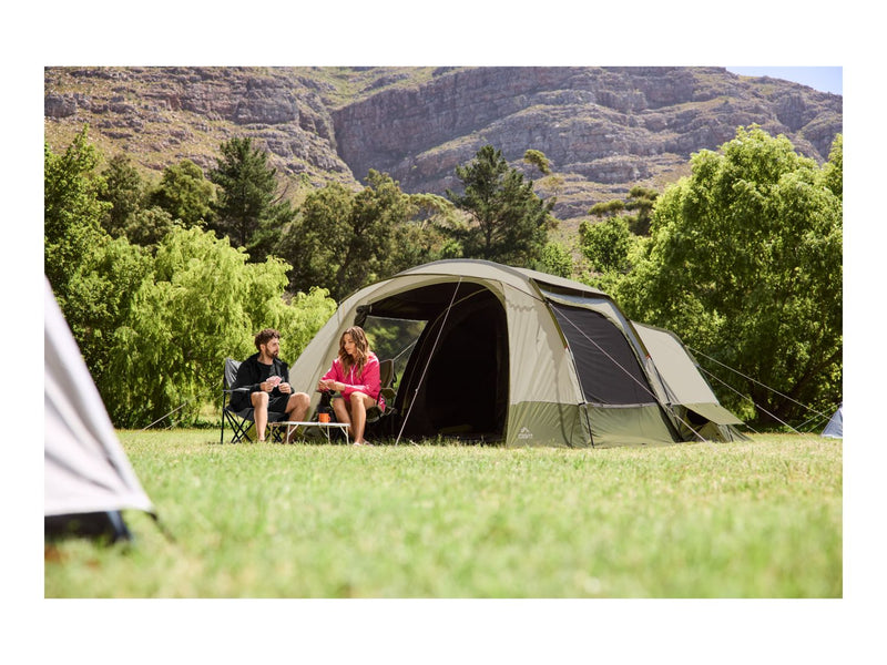 Compact folding camping table with carry handle, UK version