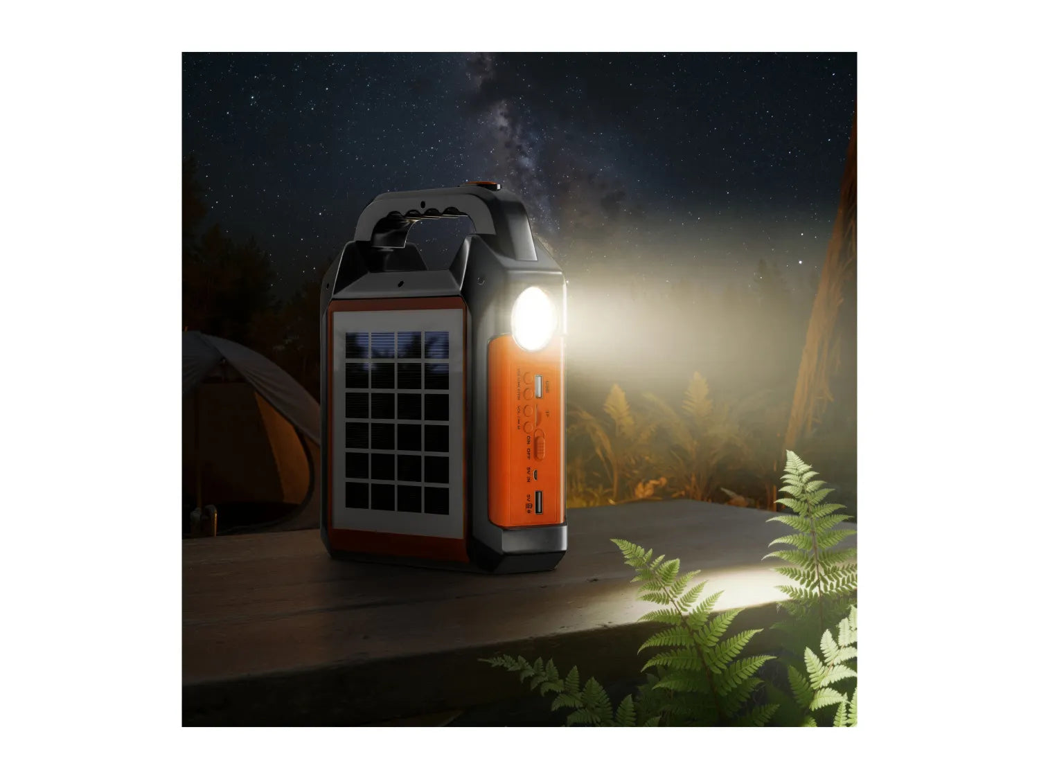 Multifunction solar station with LED light, radio and power bank - British product