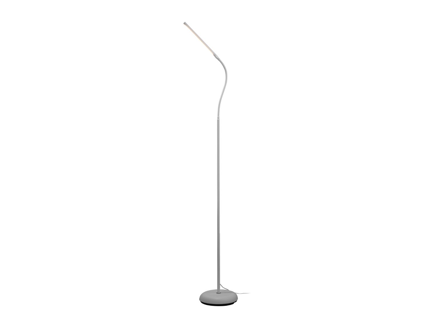 White LED floor lamp with adjustable gooseneck and touch dimmer (British brand)